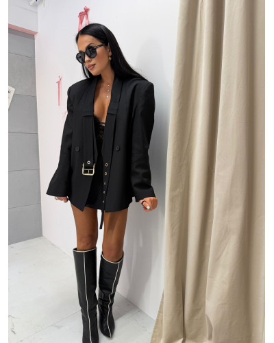 Marynarka czarna La Milla z paskiem