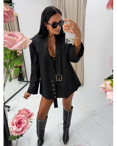 Marynarka czarna La Milla z paskiem