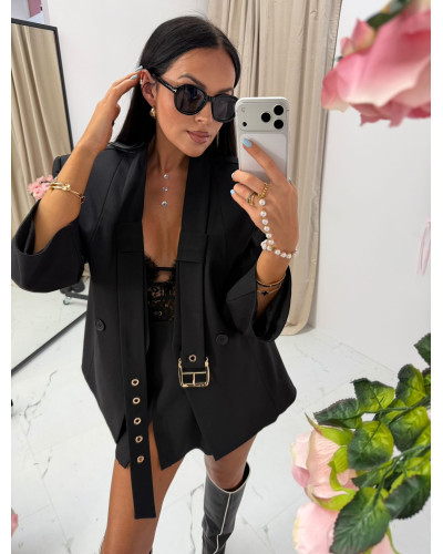 Marynarka czarna La Milla z paskiem