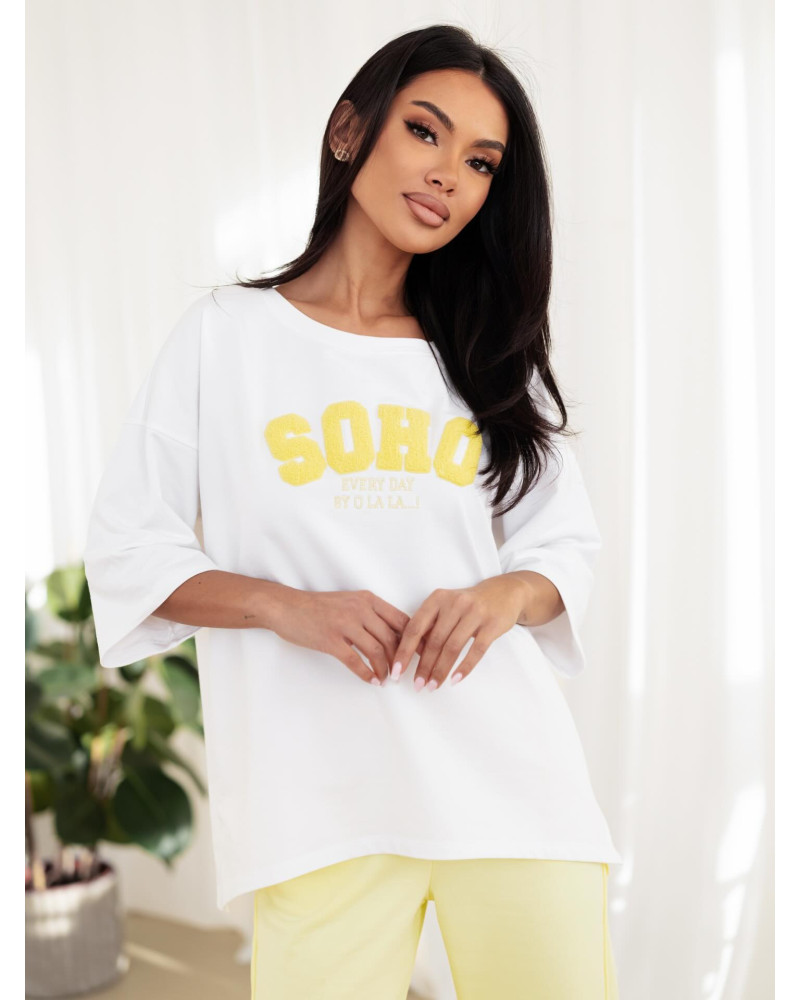T-shirt SOHO By o la la...! biały z sunshine