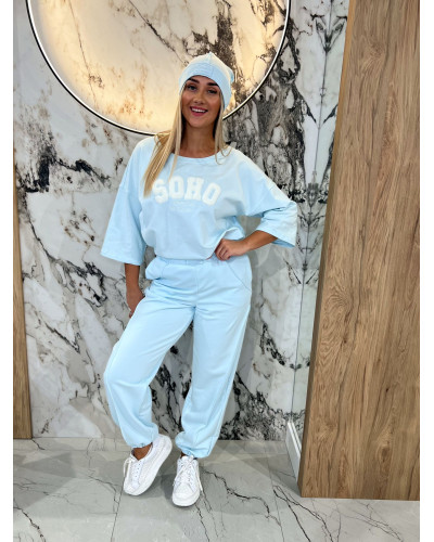 Spodnie dresowe z przeszyciem By o la la...! blue mint