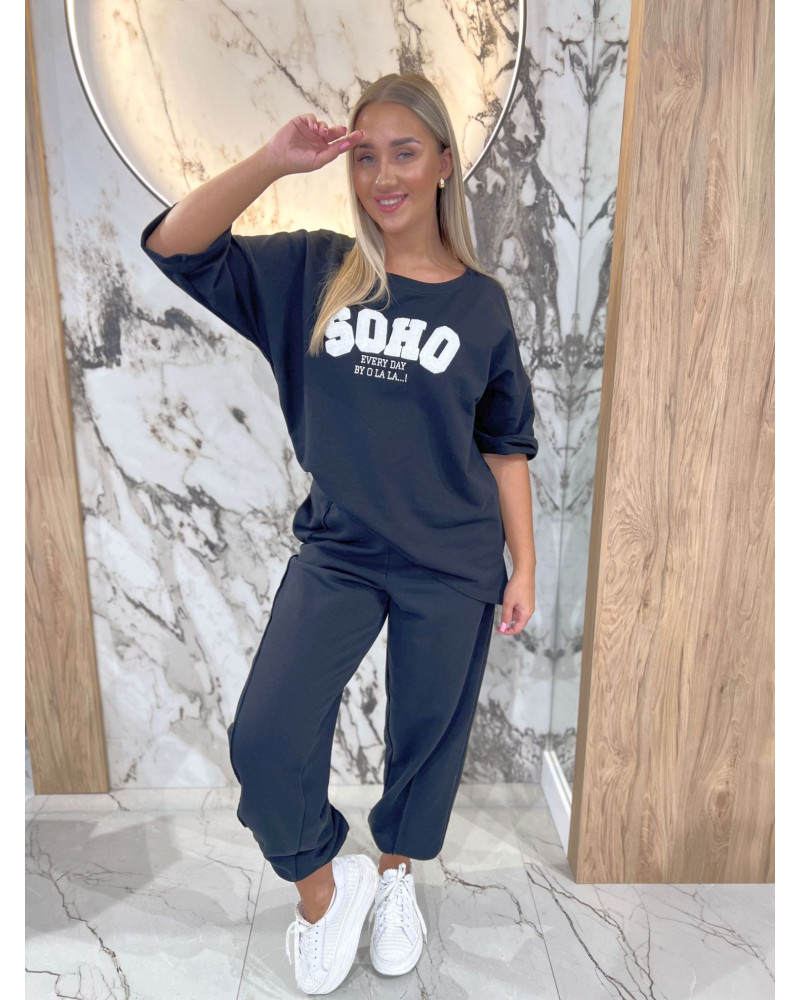 Spodnie dresowe z przeszyciem By o la la...! czarne