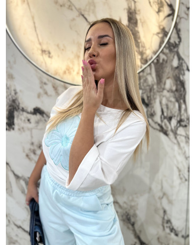 Spodnie dresowe z szeroką nogawką By o la la...! blue mint