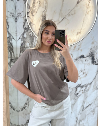 T-shirt z logowanym sercem By o la la...! kakao