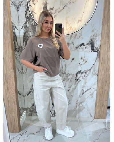 T-shirt z logowanym sercem By o la la...! kakao