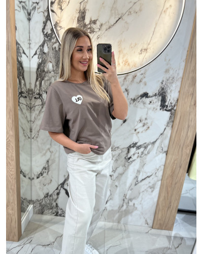 T-shirt z logowanym sercem By o la la...! kakao