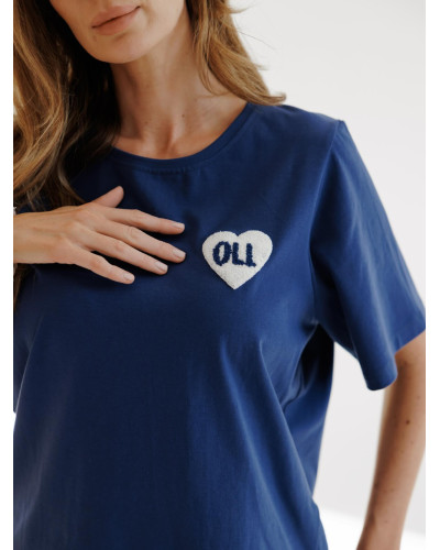 T-shirt z logowanym sercem By o la la...! denim