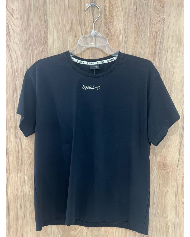 T-shirt z napisem By o la la...! czarny z białym