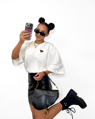 Bluzka z kieszonka La Milla oversize ecru