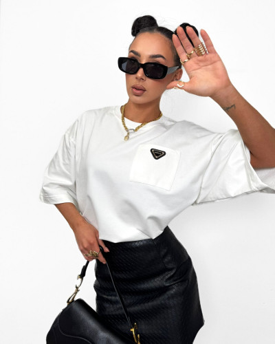 Bluzka z kieszonka La Milla oversize ecru