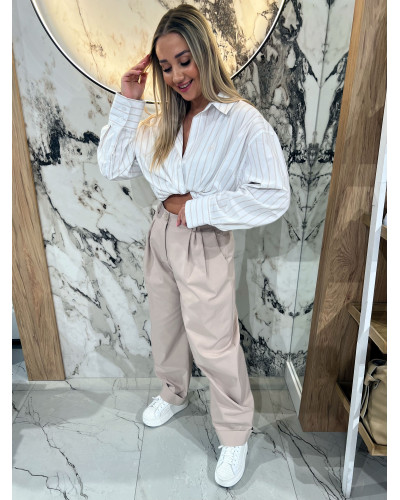 Spodnie drelichowe balony By o la la...! beżowe