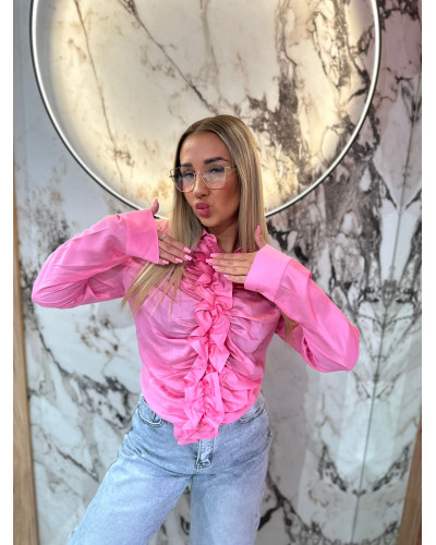 Koszula z żabotem By o la la...! sugar pink