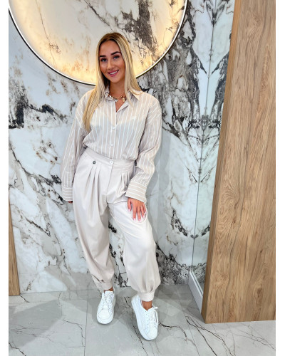 Koszula w paski By o la la...! beżowa