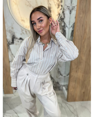 Koszula w paski By o la la...! beżowa