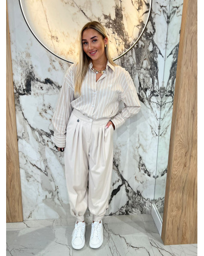 Koszula w paski By o la la...! beżowa