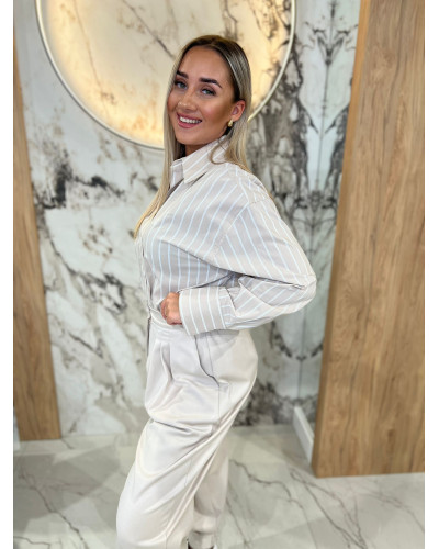 Koszula w paski By o la la...! beżowa