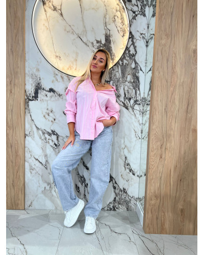 Koszula w paski By o la la...! sugar pink