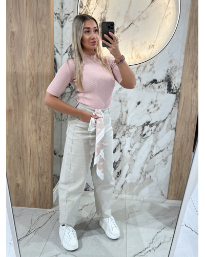 Półgolf prążkowany By o la la...! pudrowy róż