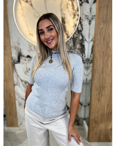 Półgolf prążkowany By o la la...! szary