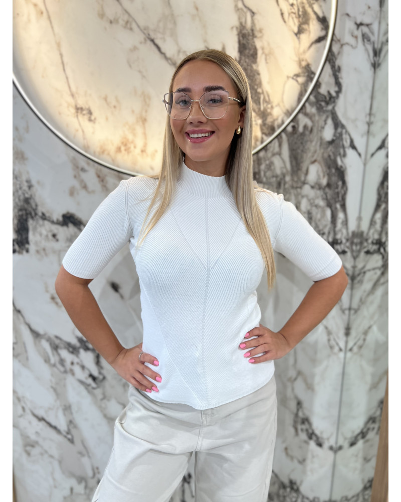 Półgolf prążkowany By o la la...! śmietankowy