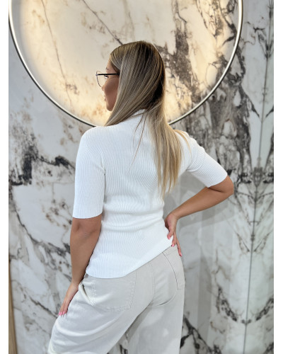 Półgolf prążkowany By o la la...! śmietankowy