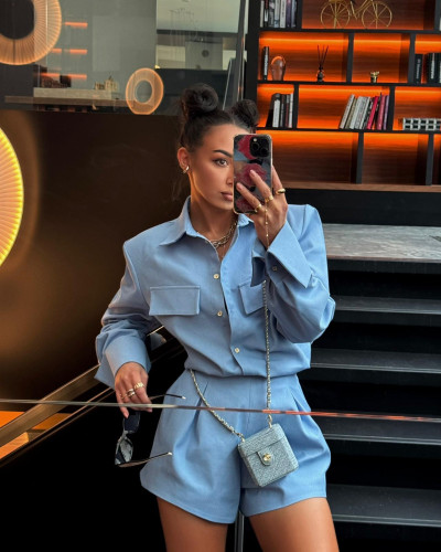 Spodenki materiałowe a'la jeans La Milla jasny niebieski