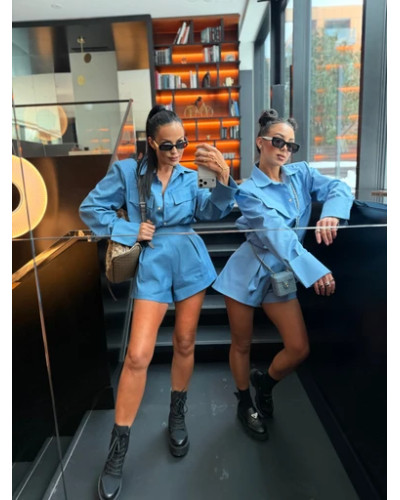 Spodenki materiałowe a'la jeans La Milla ciemny niebieski