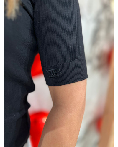 Basic prążkowany z logowanym rękawem By o la la...! czarny