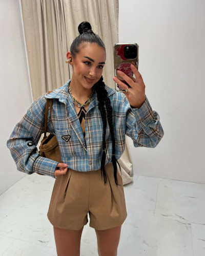 Koszula flanelowa La Milla niebieska z beżem