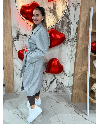 Płaszcz z paskiem By o la la...! szary melanż