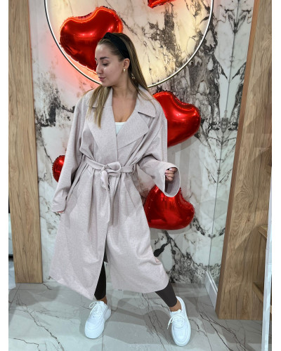 Płaszcz z paskiem By o la la...! pudrowy róż