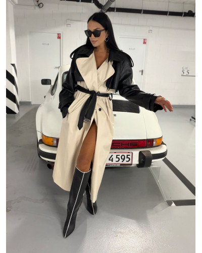 Trencz z ekoskórą La Milla śmietankowy