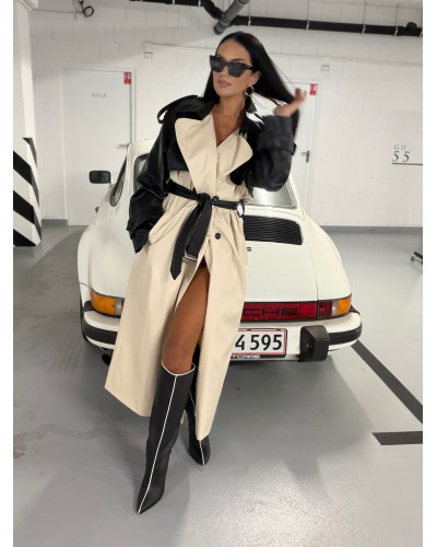 Trencz z ekoskórą La Milla śmietankowy