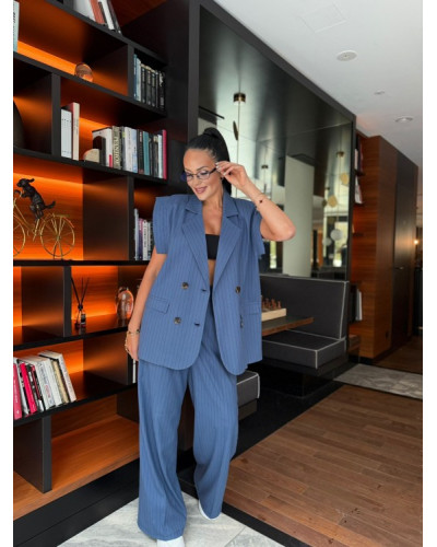 Kamizelka materiałowa w paski La Milla niebieska