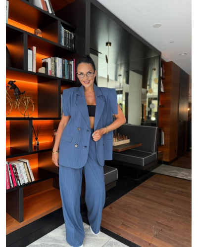 Kamizelka materiałowa w paski La Milla niebieska