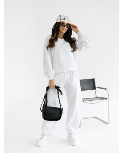 Bluza z perłową kokardką By o la la...! biała