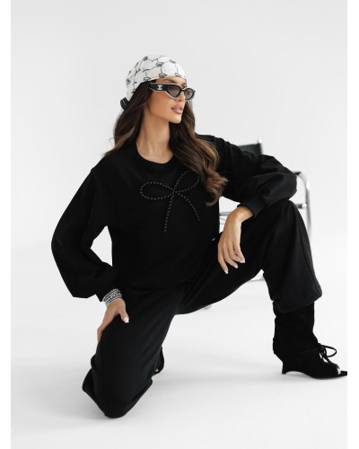 Bluza z perłową kokardką By o la la...! czarna
