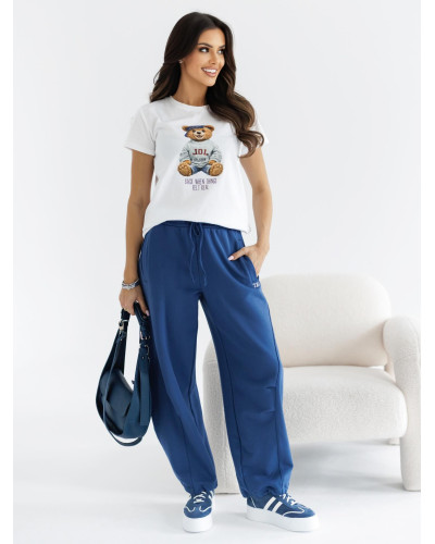 T-shirt z misiem By o la la...! denim