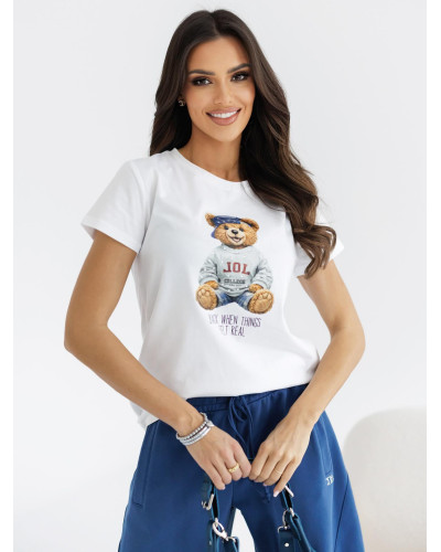 T-shirt z misiem By o la la...! denim