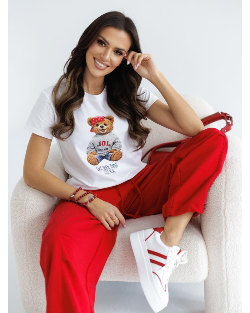 T-shirt z misiem By o la la...! red kiss