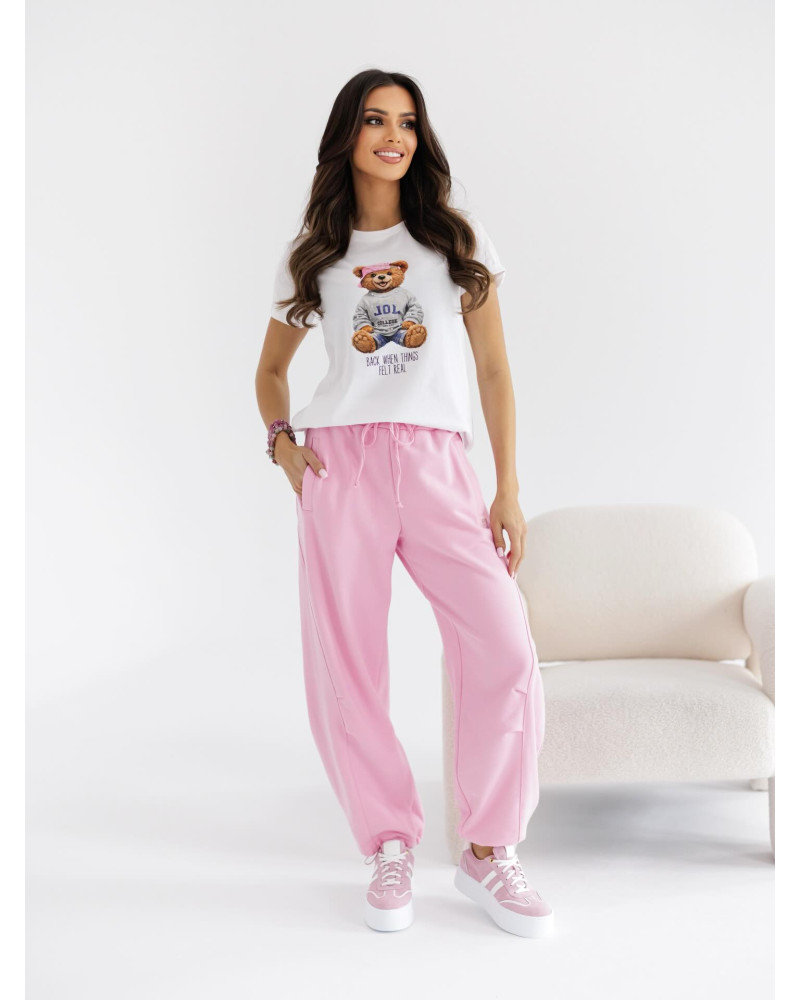 Spodnie dresowe ze stoperami By o la la...! sugar pink