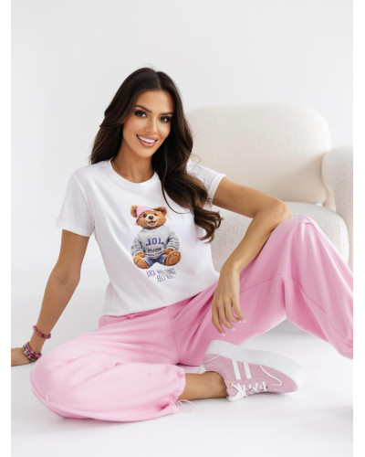 Spodnie dresowe ze stoperami By o la la...! sugar pink