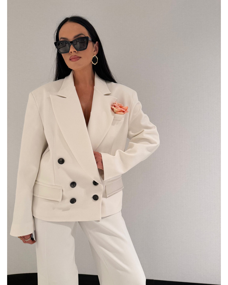 Marynarka dwurzędowa La Milla śmietankowa