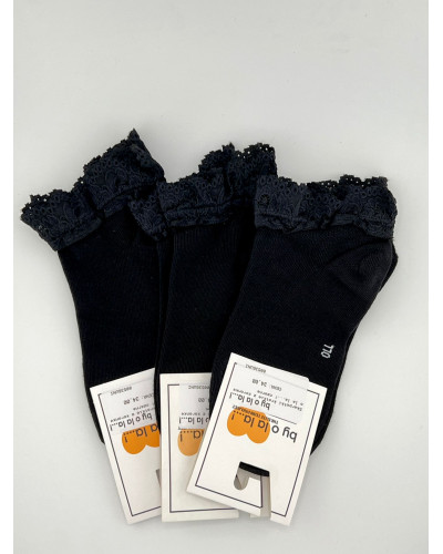 Skarpetki z koronką krótkie by o la la czarne