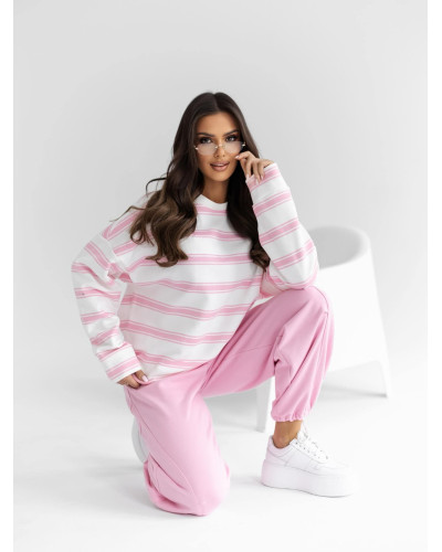 Bluza w paski By o la la...! sugar pink