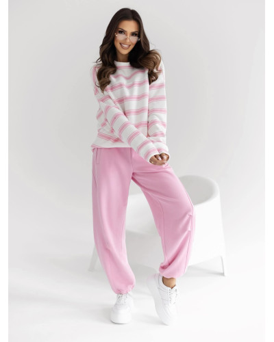 Bluza w paski By o la la...! sugar pink