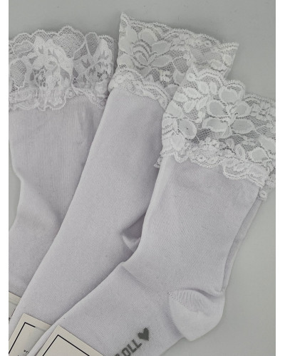 Skarpetki z koronką długie By o la la...! białe