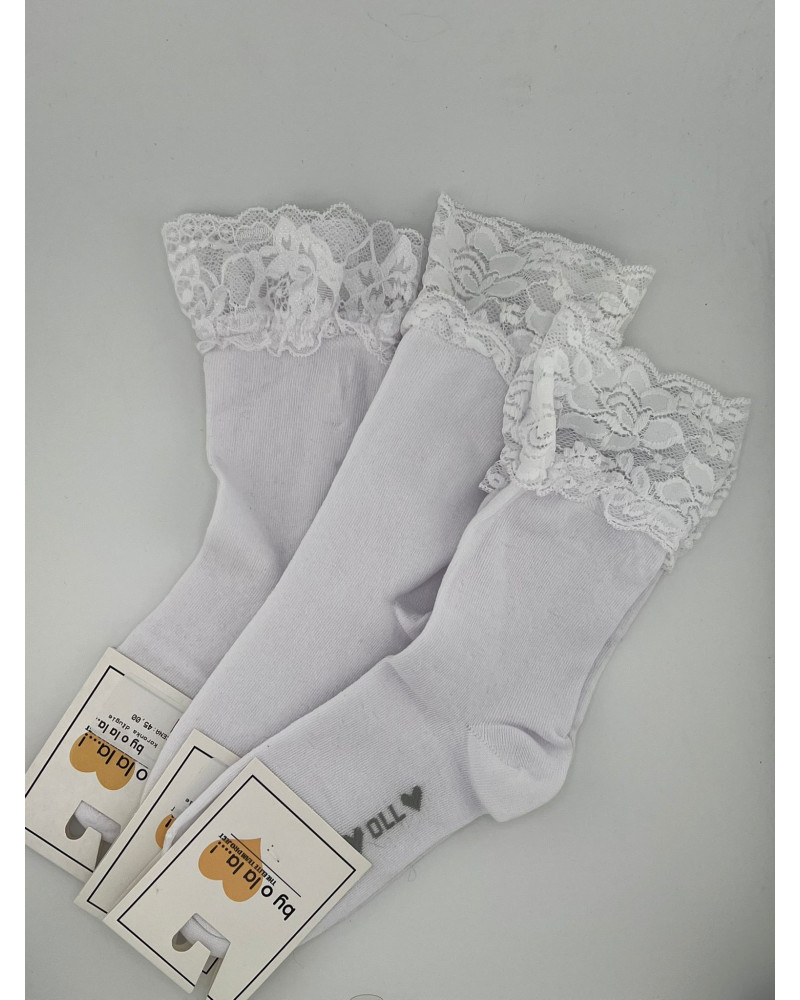 Skarpetki z koronką długie By o la la...! białe