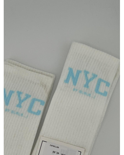 Skarpetki prążkowane NYC By o la la...! białe z błekitem