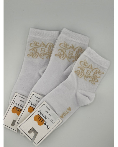 Skarpetki z herbem By o la la...! białe z beżem